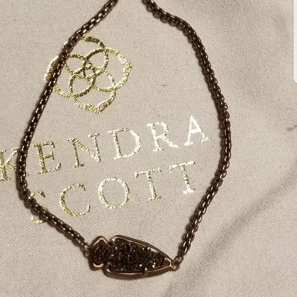 Chocolate Brown Drusy Adjustable Bracelet Kendra Scott Sparkly Brown Bracelet - Picture 2 of 4